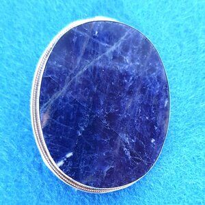 Vintage 1940s German 800 Silver Natural Sodalite Oval Brooch – 7.31g